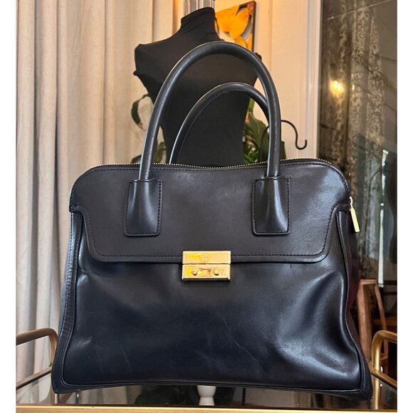 RARE!! Authentic Black Leather Tory Burch Pricella Shoulder Bag / Tote with Deta - Picture 2 of 15